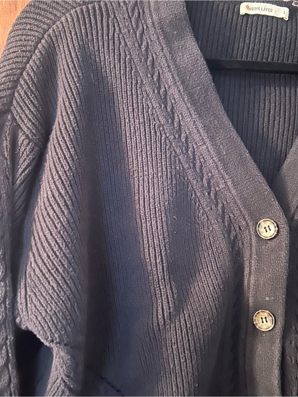 Marine Layer Navy / Black Button Cardigan - Picture 3 of 8